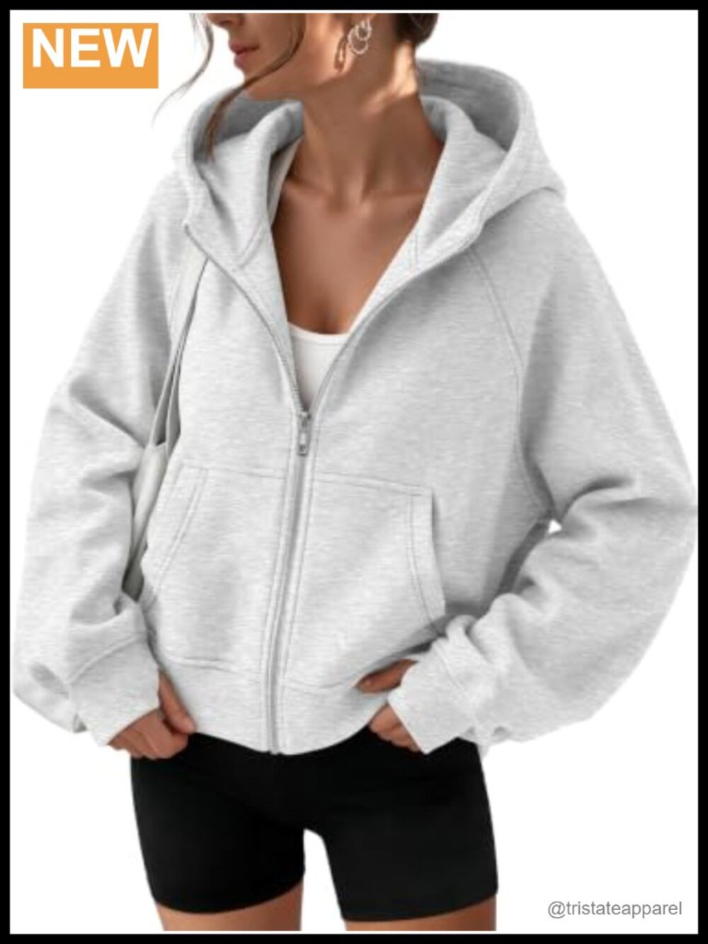 Womens Zip Up Hoodie Fleece Lined Crop Sweatshirt Oversized Thumbhole